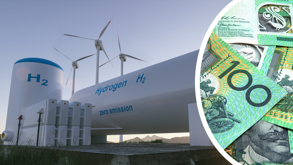 A hydrogen plant and Australian $100 bills.