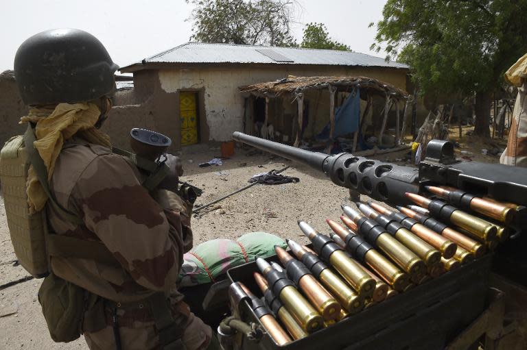 A soldier from Niger patrols in Malam Fatori, in northeast Nigeria, which was retaken from Islamist Boko Haram militants by troops from neighbouring Chad and Niger, on April 3, 2015