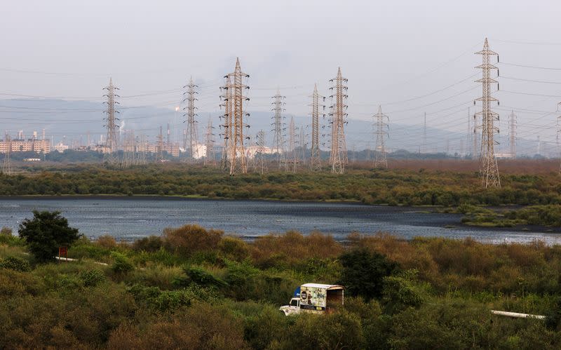 FILE PHOTO: A general view of electricity pylons in Mumbai