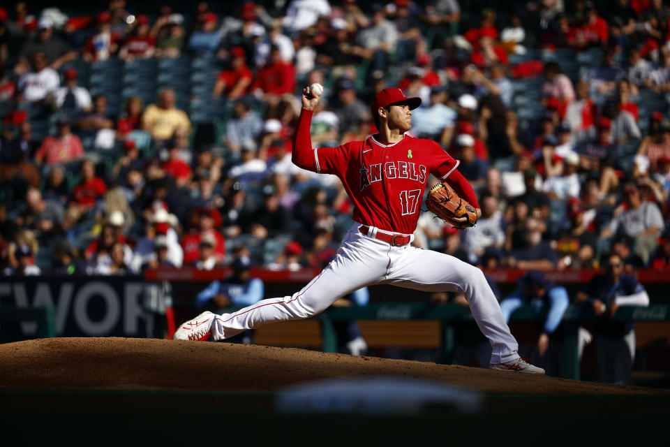 洛杉磯天使二刀流大谷翔平本季在投手丘上表現依舊突出。（Photo by Ronald Martinez/Getty Images）