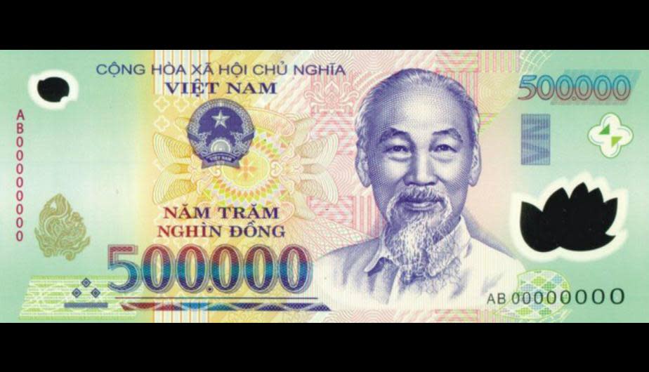 Billete de 500.000 dongs de Vietnam.