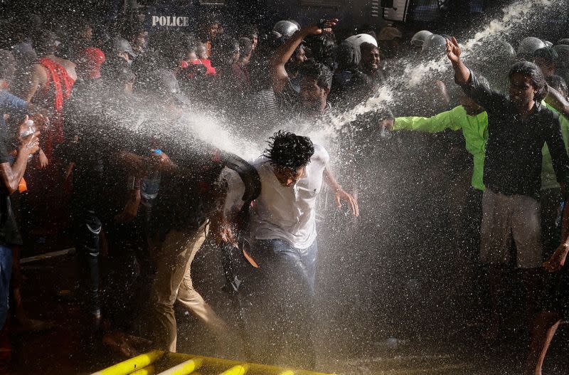 Students protest near the President's House amid the country's economic crisis, in Colombo