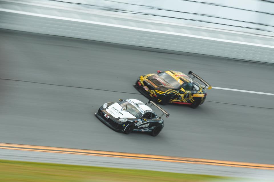 Shea Holbrook and her Round 3 Racing team drove a Porsche Cayman, left, during the WRL event at Daytona International Speedway June 11.