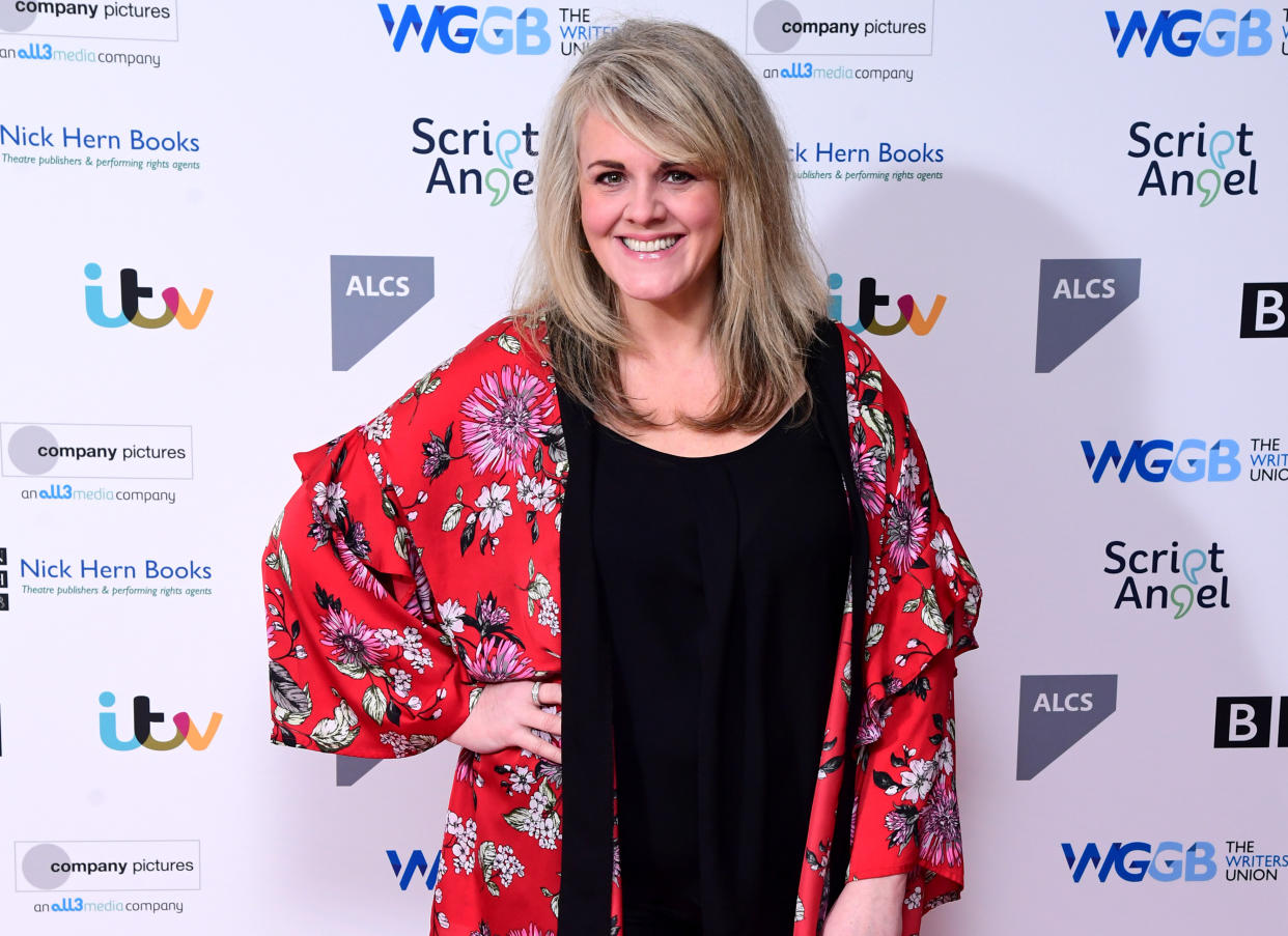 Sally Lindsay arrives at The Writers' Guild Awards 2020 held at the Royal College of Physicians, London. (Photo by Ian West/PA Images via Getty Images)