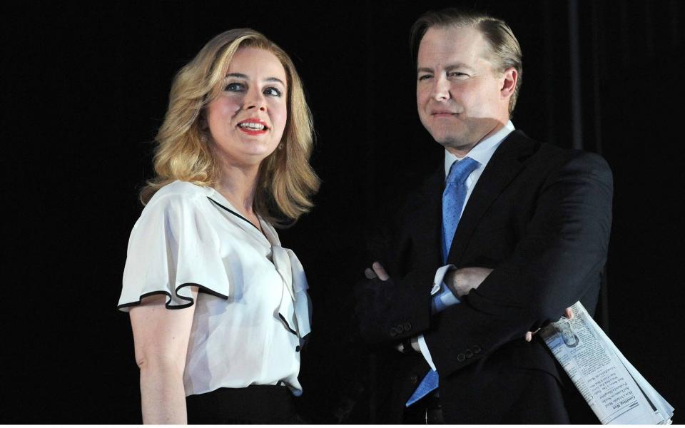 Amanda Drew and Samuel West in Enron - Alastair Muir