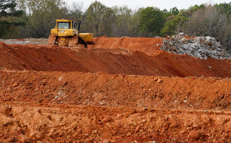 A dozer moves dirt on a project in Kentuck Park in Northport Thursday, Nov. 30, 2023. The City of Northport and the Kentuck Festival are now at odds over a contract negotiation for future festivals.