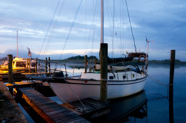 (Photo: patchattack [CC BY-SA 2.0]/Flickr) Docked boats await the day at the mouth of the Apalachicola River in Florida.