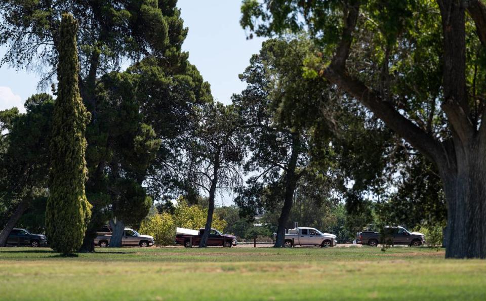 The line backed up onto Neece Drive as Modesto residents waited to dispose of household items during a Modesto city sponsored trash day at John Thurman Field in Modesto, Calif., on Saturday, June, 25, 2022.