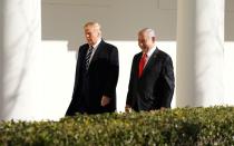 U.S. President Donald Trump meets Israeli Prime Minister Benjamin Netanyahu in Washington