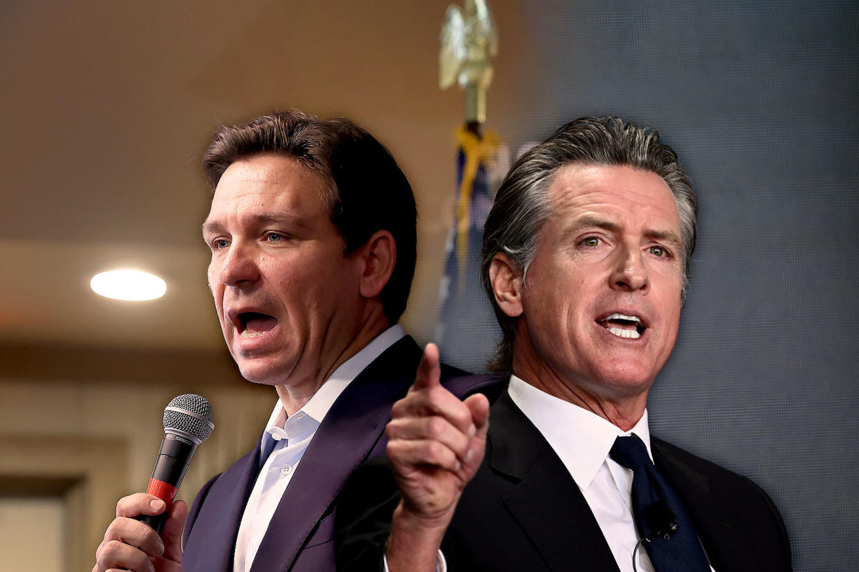 Ron DeSantis; Gavin Newsom Photo illustration by Salon/Getty Images