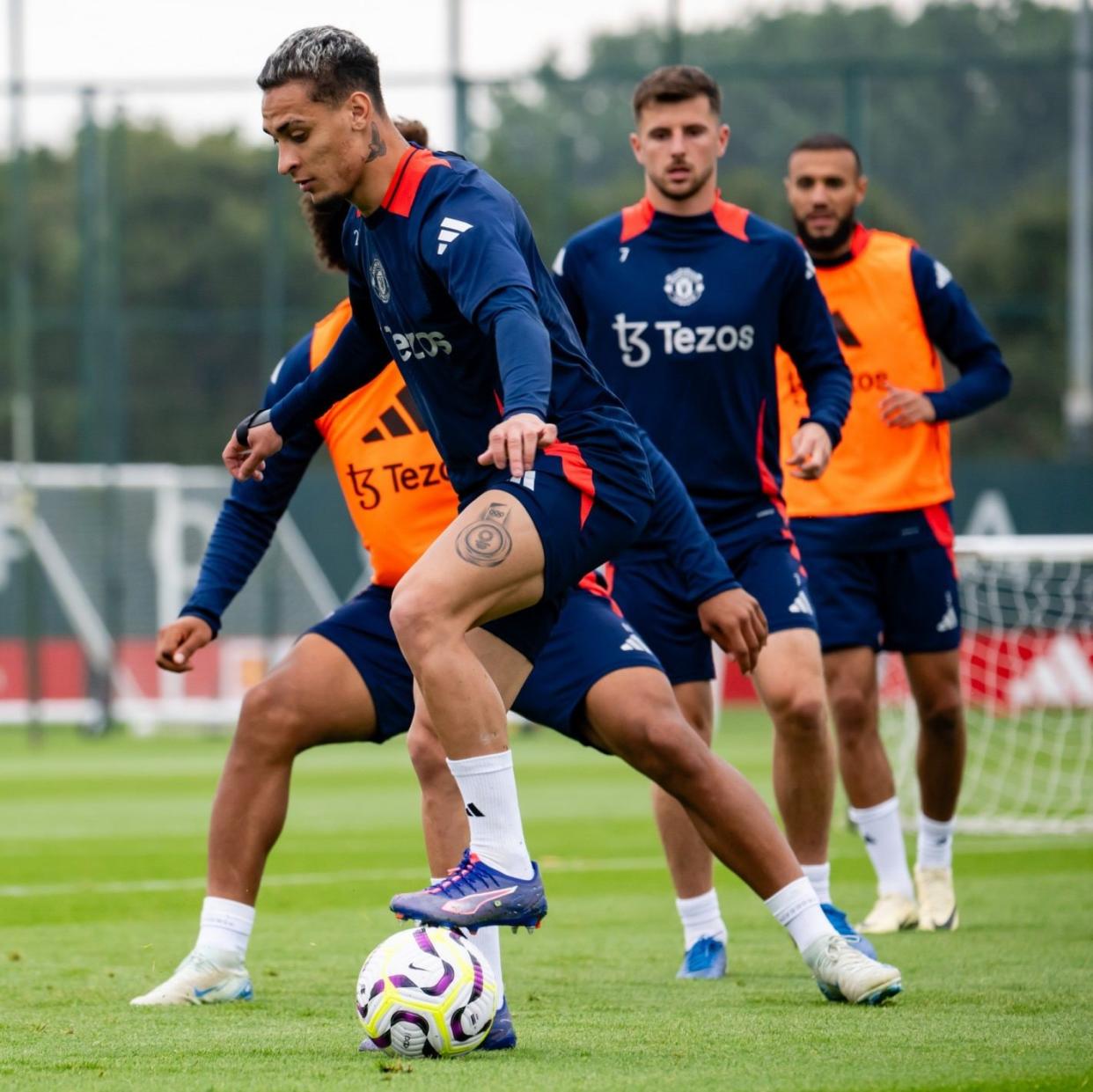 Antony during Manchester United training at Carrington