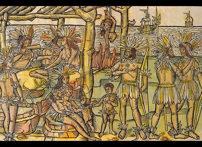 In the early 1500s, European explorers documented cannibalistic rituals among various native tribes in the Americas. (Photo: depiction of cannibalism in the Americas, attributed to Italian explorer <a href="http://books.google.com/books?id=qd1cL6KPZzAC&pg=PA83&lpg=PA83&dq=vespucci+and+cannibalism&source=bl&ots=G3NlmLt4aO&sig=EONwYzF4MzppbPSWGHM9QKgt3ts&hl=en&sa=X&ei=wFqpT9PSLemQiALDnIy5Ag&ved=0CFwQ6AEwBw#v=onepage&q=vespucci and cannibalism&f=false" target="_hplink">Amerigo Vespucci</a>).