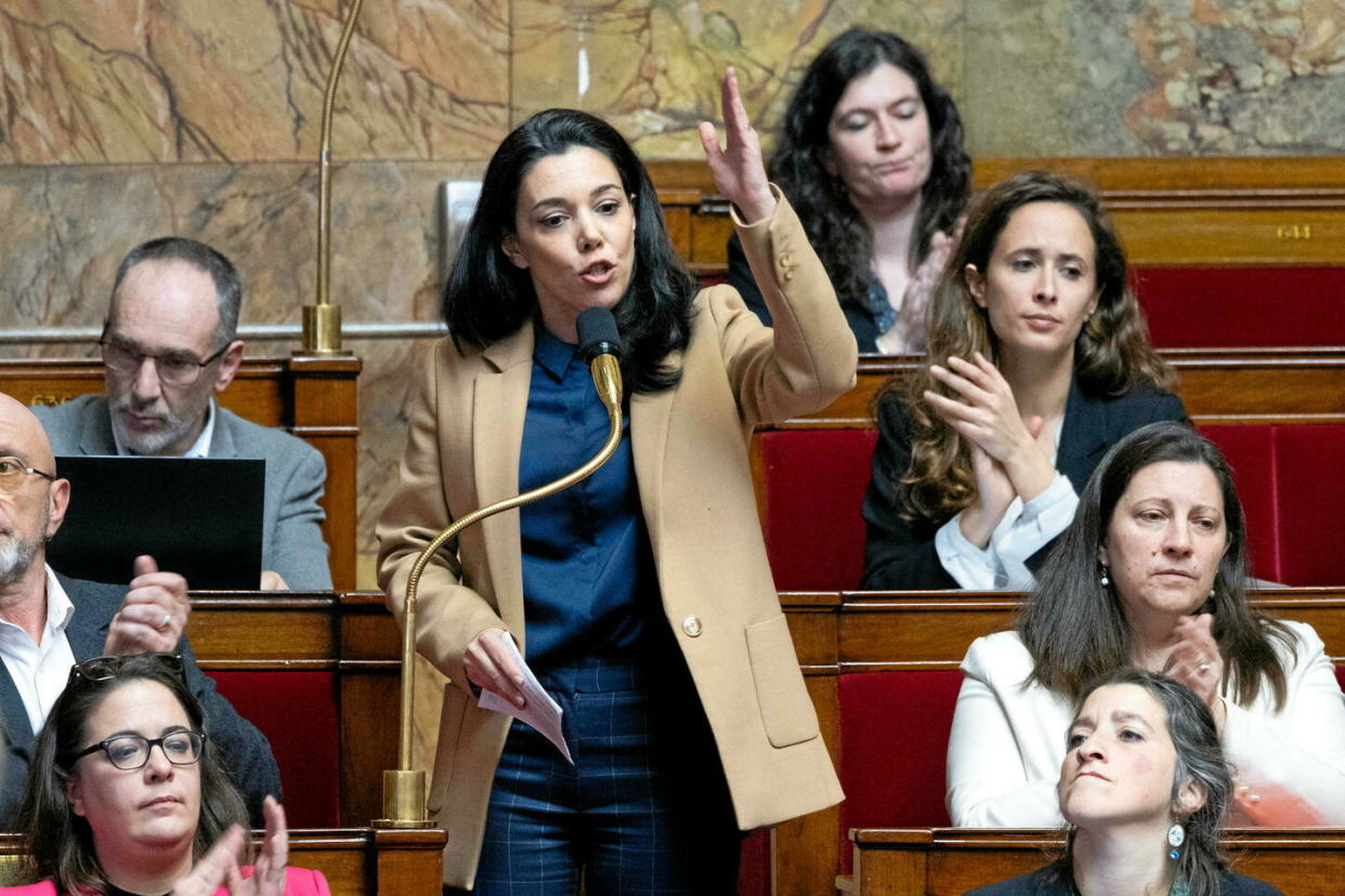 La députée LFI Sophia Chikirou lors d'une séance de questions au gouvernement à l'Assemblée nationale, le 19 mars 2024.  - Credit:Lafargue Raphael / Lafargue Raphael/ABACA