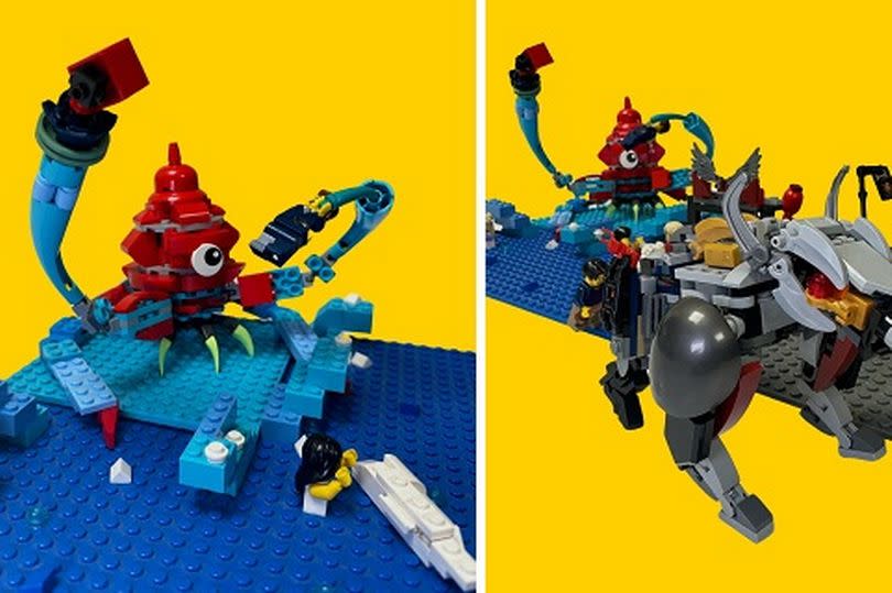 Composite photo of Joe's three winning Lego designs