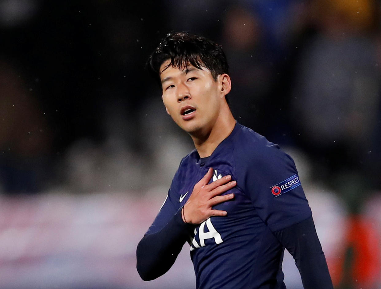 Son Heung-min celebrated a goal Wednesday with a classy gesture. (Reuters)