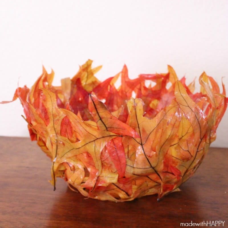 <p>Made With Happy</p><p>This leaf bowl is really neat. You can find it at <a href="http://www.madewithhappy.com/diy-leaf-bowl/" rel="nofollow noopener" target="_blank" data-ylk="slk:Made With Happy;elm:context_link;itc:0;sec:content-canvas" class="link ">Made With Happy</a>.</p>