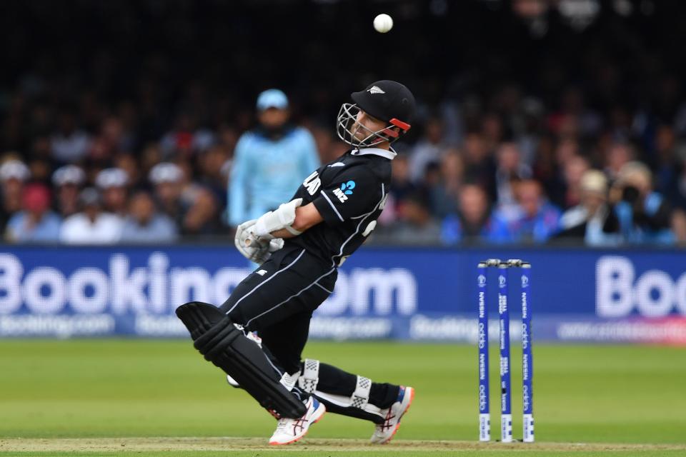 New Zealand's captain Kane Williamson ducks a short ball. (Photo by Paul ELLIS / AFP)