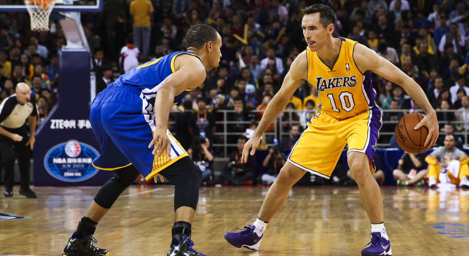 Steph Curry and Steve Nash are two of the best playmakers in NBA history. Special things happen when the two of them work together – basketball related or not. (Photo by VCG via Getty Images)