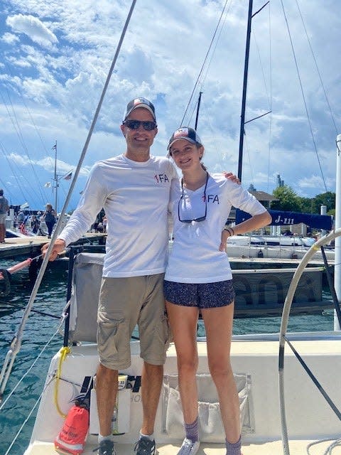 Scott Sellers and his 18-year-old daughter Hannah won their class with a sailing team of eight people on "nosurprise" through storm weather from Chicago to Mackinac Island. Hannah, who plans to sail for Brown University in the fall, started sailing at age 7 at the Little Traverse Yacht Club in Harbor Springs.