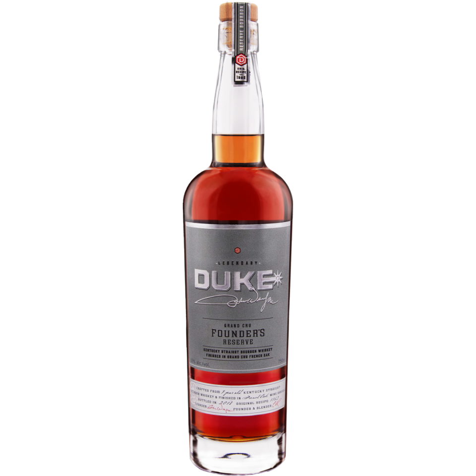 Duke Spirits' Grand Cru Bourbon Founder's Reserve ($129.99) is a 9-year-old Kentucky Straight bourbon aged in cabernet barrels. … in the same barrels that housed stunning 98–100-point single vineyard California Cult Cabernets,"