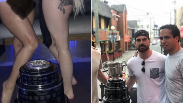 Replacement ECHL trophy got broken at a Newfie strip club