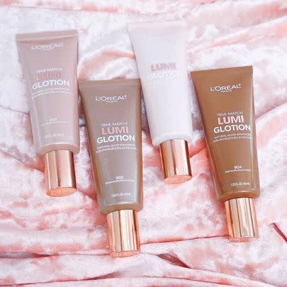 L'Oreal True Match Lumi Glotion is a fan-favorite illuminator especially for those not looking to drop a fortune on Drunk Elephant Bronzing Drops