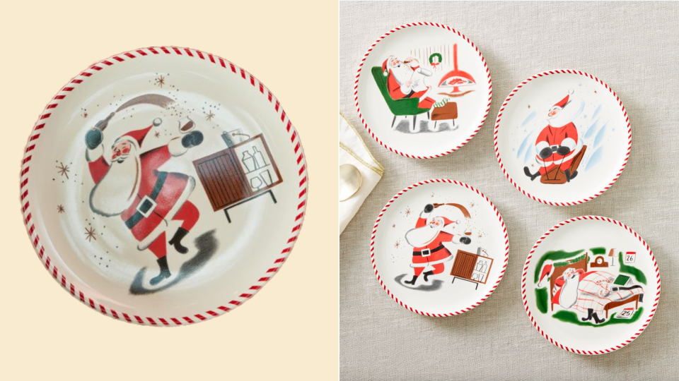 These appetizer plates feature Santa Claus like you've never seen him before.