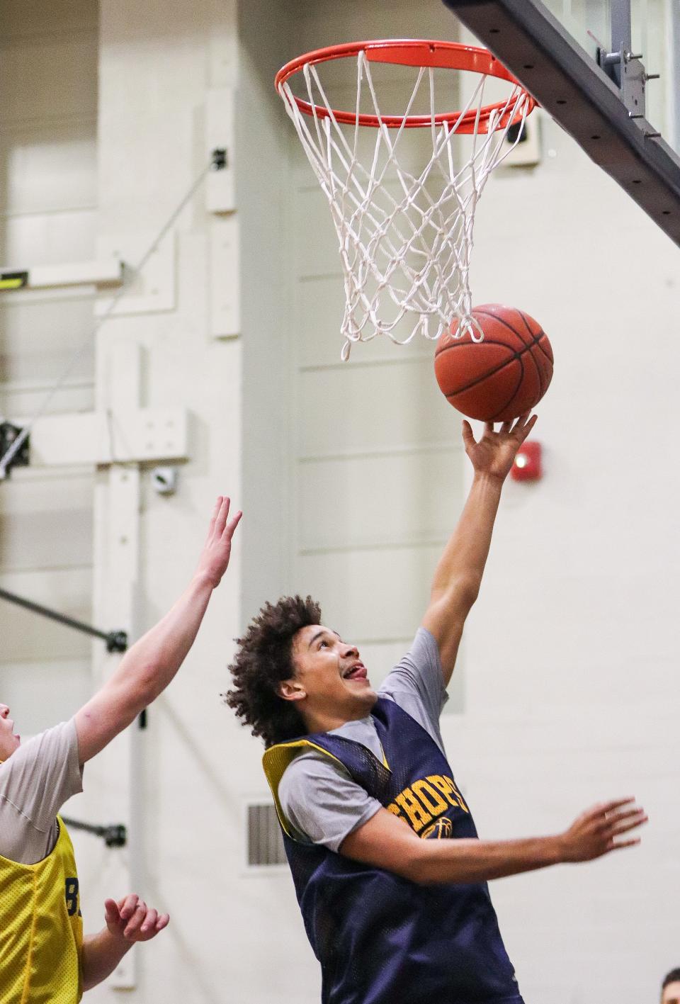 Archbishop Williams' Tristan Rodriguez shoots a layup during a practice on Monday, Dec. 4, 2023.