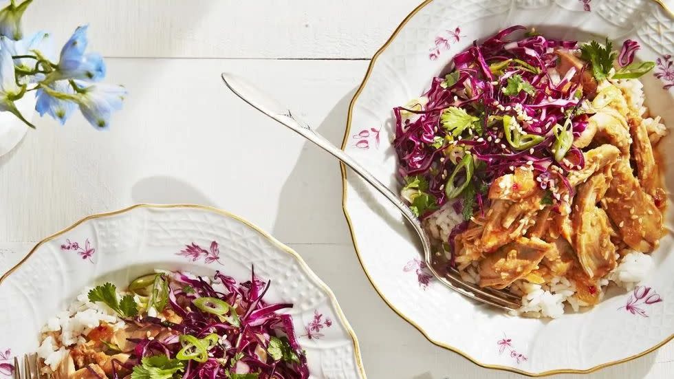 gingery slow cooker chicken with cabbage slaw