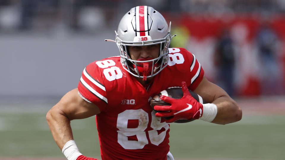 Ohio State tight end Jeremy Ruckert may be in play in the middle rounds for the New York Jets. (AP Photo/Jay LaPrete)