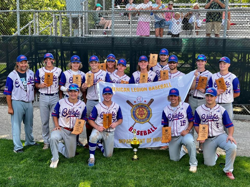 Muncie's Post 19 Chiefs won the Indiana American Legion state championship with a 4-0 victory over terre Haute at Highland Park in Kokomo on Saturday, July 30, 2022.