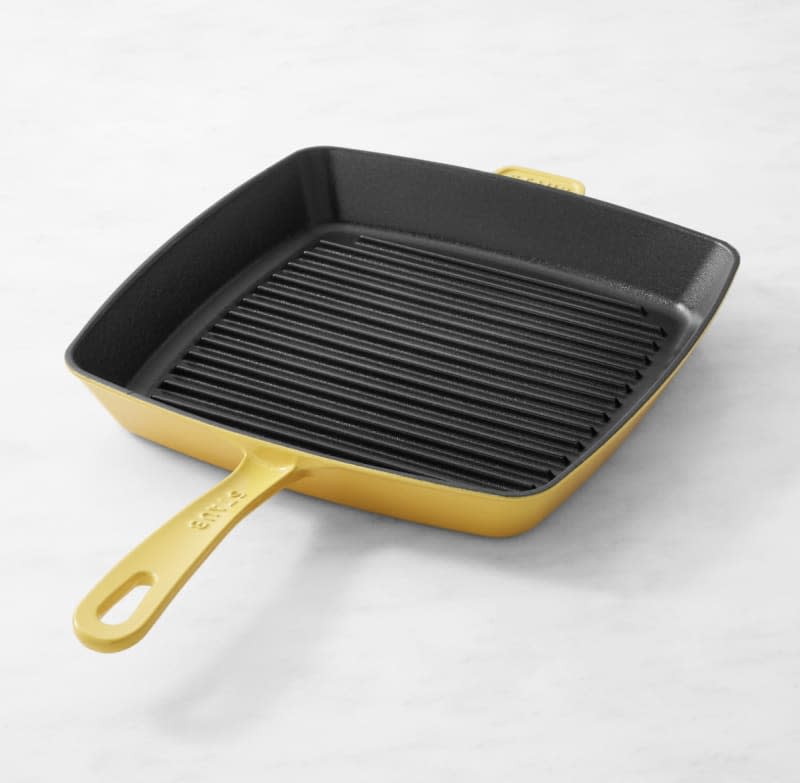 Staub 12" Cast Iron Grill Pan in Citron