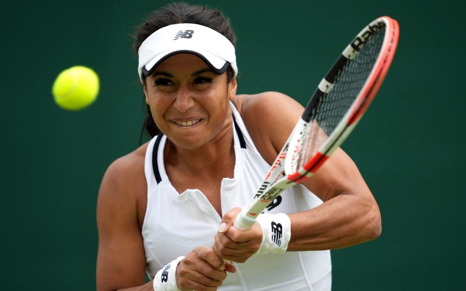 Heather Watson hitting a shot 