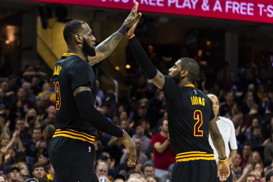 LeBron James and Kyrie Irving will have to shoulder an even bigger burden in Kevin Love's absence. (Getty Images)