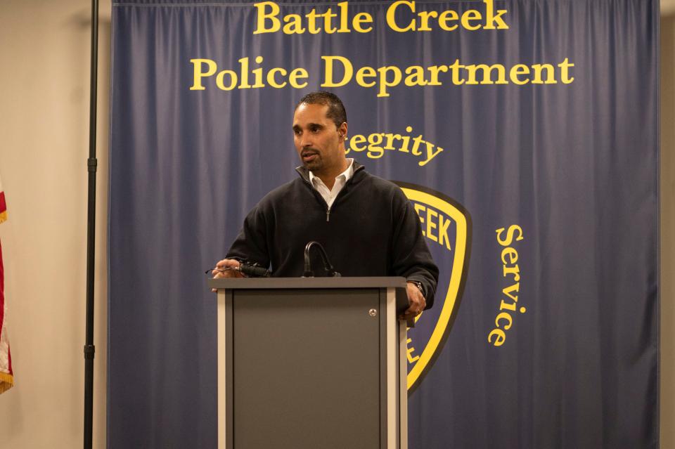 Deputy Chief Shannon Bagley speaks during a press conference at the Battle Creek Police Department on Thursday, Dec. 1, 2022.