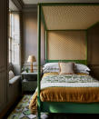 <p> &#xA0;So often we choose neutral-colored or natural materials for beds, when they are a wonderful opportunity for adding an extra splash of interest with adventurous bedroom color ideas.&#xA0; </p> <p> &apos;Here, a contemporary four-poster bed in a gentle pea green by Shaker of Malvern is lifted by the ochre tones of the canopy, quilt, cushions and lampshade,&apos; says <em>Homes &amp; Gardens</em>&apos; Decorating Editor of this bedroom created for us by stylist Sally Denning. </p>