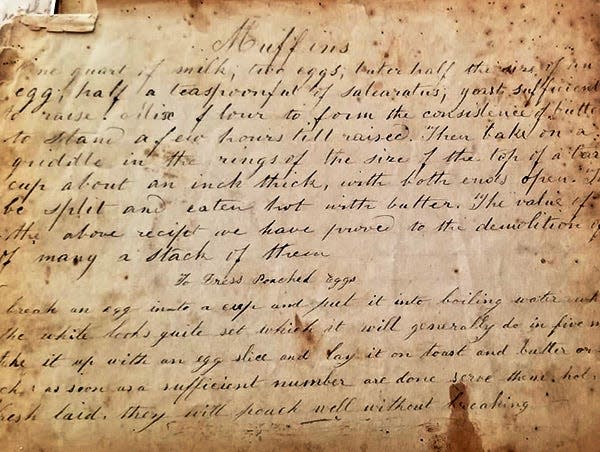 A recipe for "English Muffins" that dates back nearly 150 years.