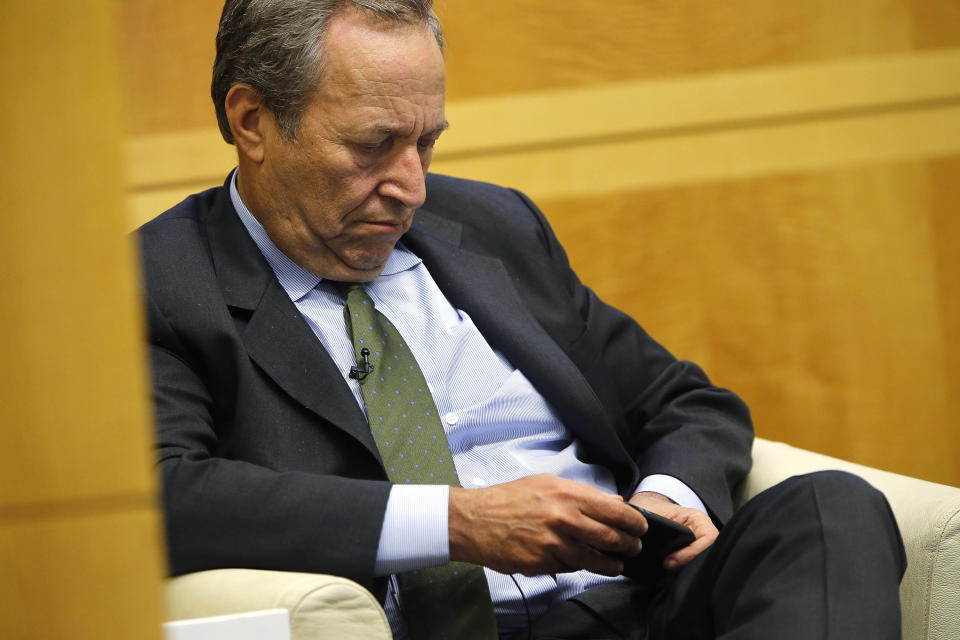 Larry Summers during a panel discussion at an International Monetary Fund conference in 2013.&nbsp; (Photo: Jonathan Ernst / Reuters)