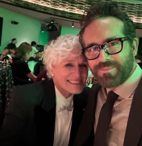 <p>Ryan Reynolds/Instagram</p> Ryan Reynolds and Glenn Close at the Bring Change to Mind event in New York City.