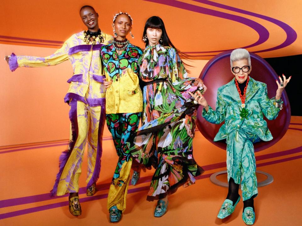 Iris Apfel and models in a 2022 H&M campaign (H&M)