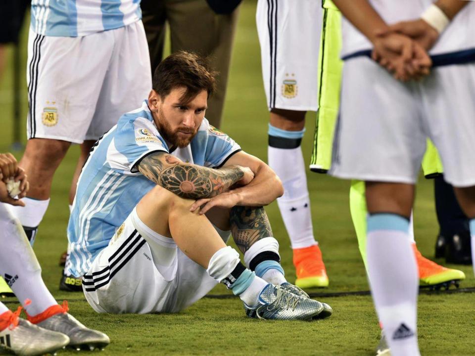 Messi struggled to process Argentina's third successive final defeat in the 2016 Copa America (Getty)