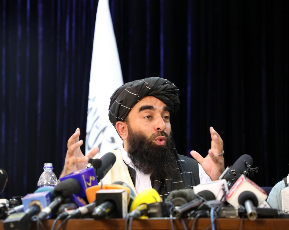 Rueda de prensa de los talibanes en Kabul. (Photo by Sayed Khodaiberdi Sadat/Anadolu Agency via Getty Images)