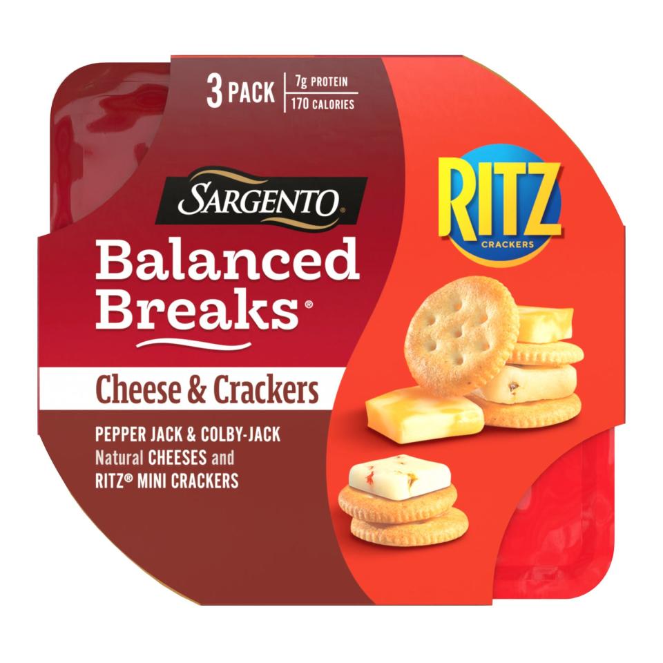 Sargento, based in Plymouth, Wisconsin, is partners with Nabisco for the Balanced Breaks line of snacks. This one has pepper jack and Colby jack cheeses.