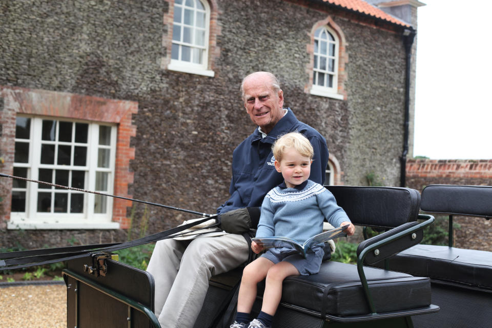 The Duke of Edinburgh and his great-grandson, Prince George, at Norfolk in 2015. (Photo: The Duchess of Cambridge)