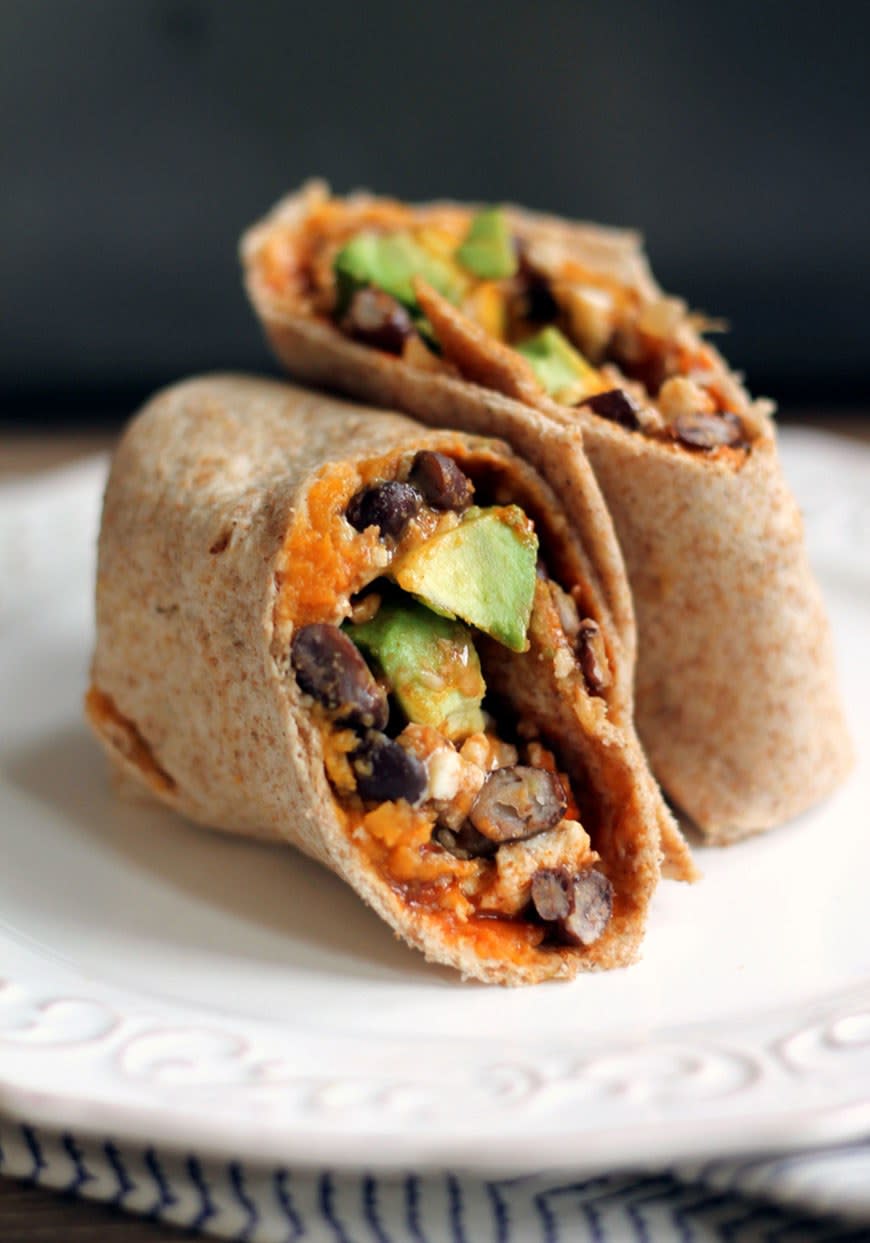 Sweet Potato, Black Bean, and Egg White Breakfast Burritos from Ambitious Kitchen