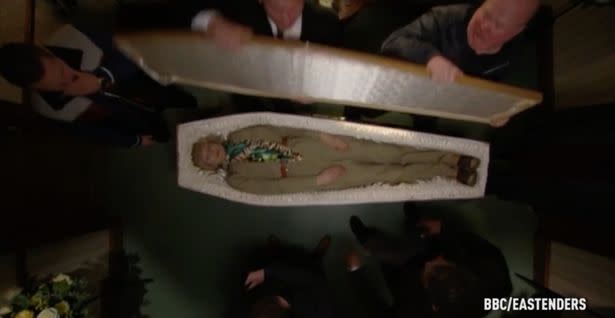 The dead body was seen falling to the floor. Copyright: [BBC]