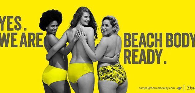 This ad spoofs the original Protein World one. Photo: Dove.