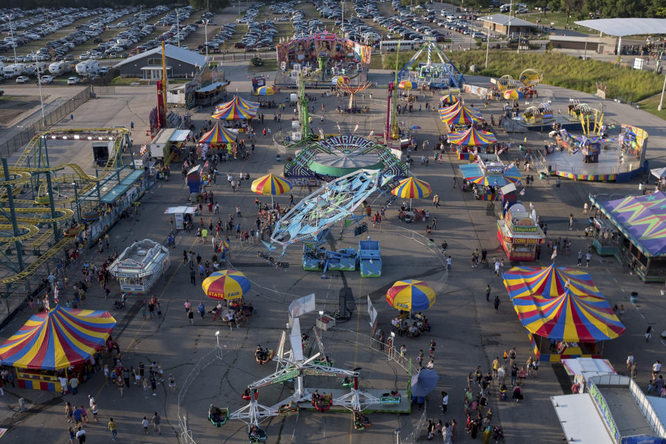 A view of rides and games from the Grand Wheel at the Iowa State Fair on Sunday, Aug. 11, 2019. (Photo: Seth Herald for HuffPost)