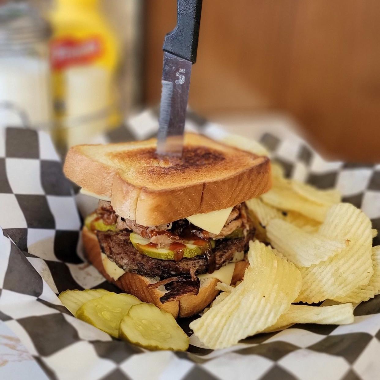 The Kickin' Bourbon Wagner Burger at Wagner's Pharmacy in Louisville.