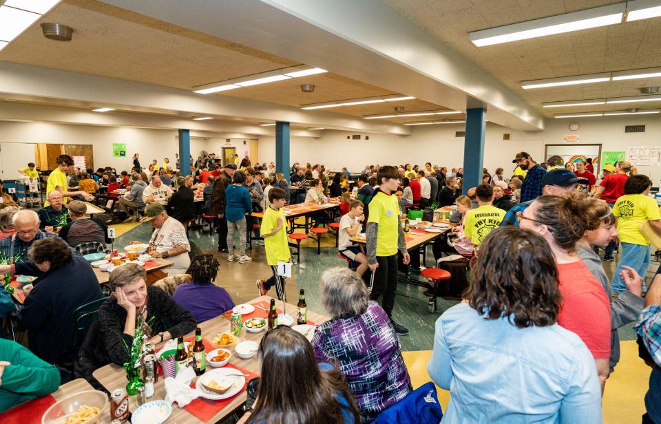 Diners pack the St. Sebastian Parish fish fry, one of the largest and longest-running church fish fries in the Milwaukee area, on Friday, March 1.